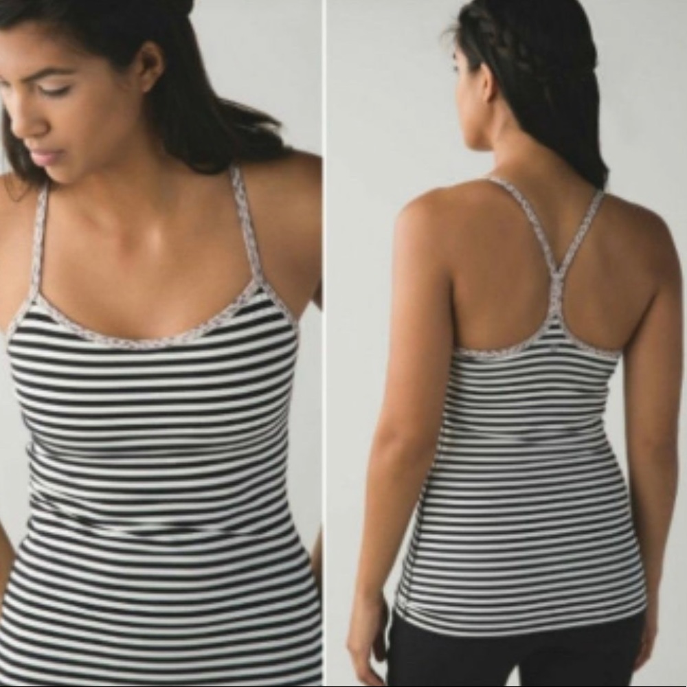 lululemon athletica Black and White Striped Tank Top